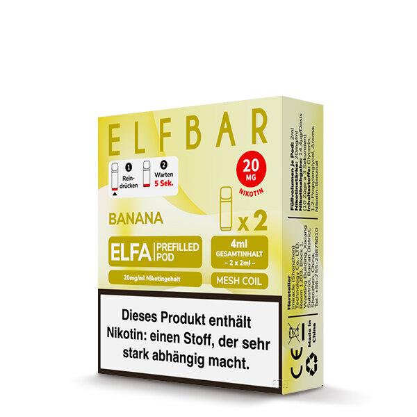 Elf Bar Elfa Pod 20mg - Banane (2 Stück Pro Packung)
